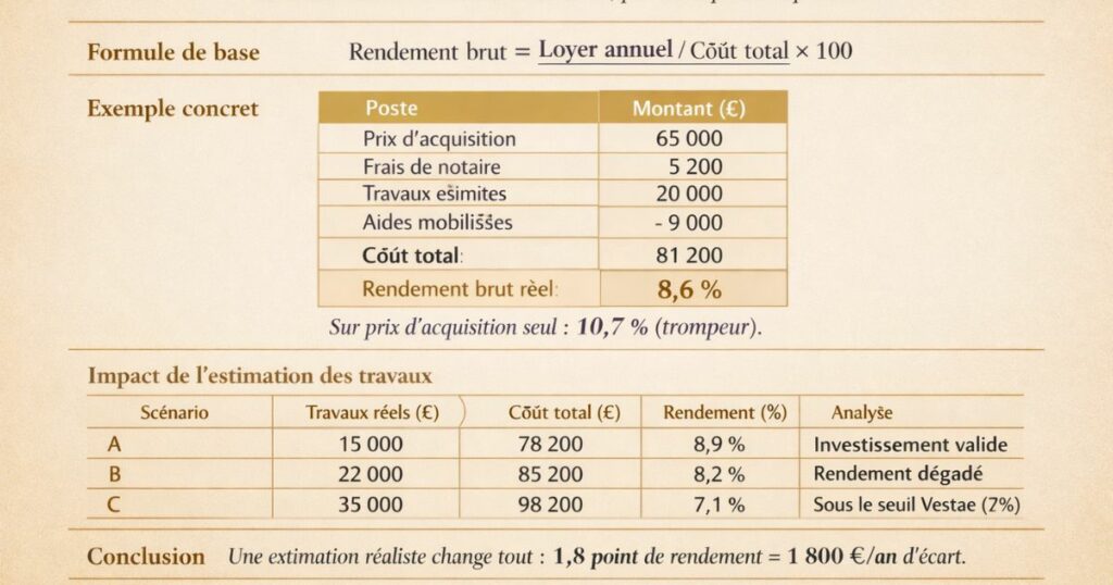 Estimer le coût de travaux - Du coût des travaux au rendement total