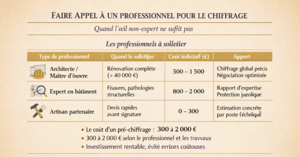 Estimer le coût de travaux - Faire appel un professionnel 