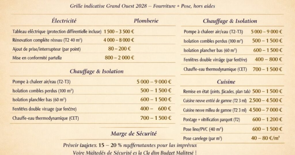 Estimer le coût de travaux - Les postes travaux et leur prix